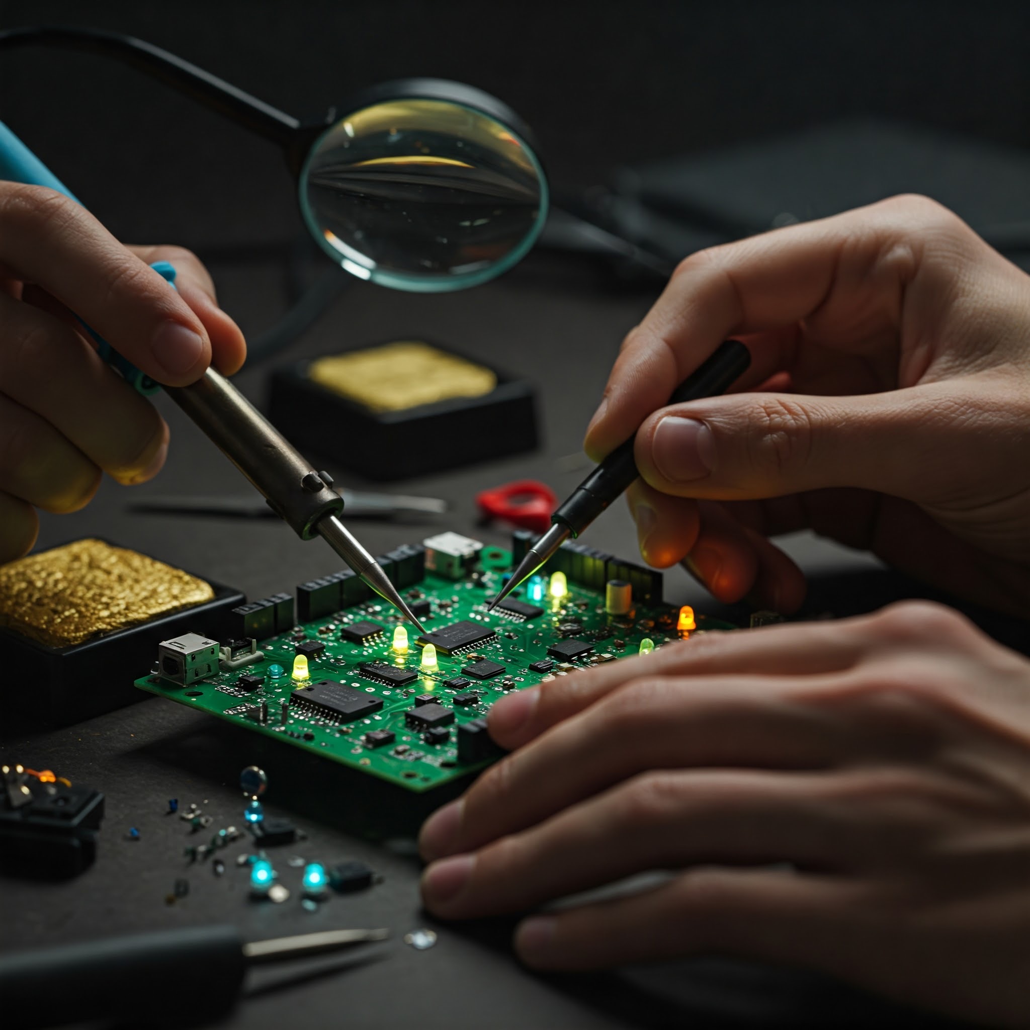 photo of Soldering a Circuit Board